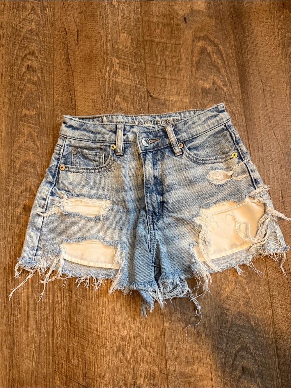 American Eagle Outfitters Light Blue Distressed Denim Cutoff Shorts